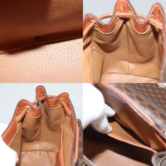 CELINE Macadam Canvas Backpack Pvc Leather Brown Gold - Picture 13 of 13